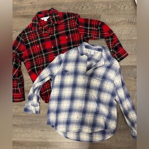 Old Navy Red and Blue Plaid Button-Up Shirts